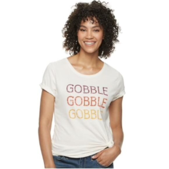 Sonoma Goods For Life Womens Thanksgiving Gobble Graphic T-Shirt L - Picture 2 of 6